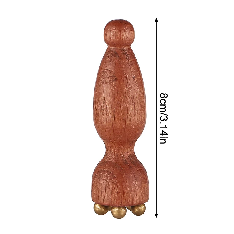 Mini Lotus Seedpod Brass Bead Wood Facial Gua Sha Eye Facial Point Massager Relaxatiow Meridians Acupoint Massage Tool" - Image 5