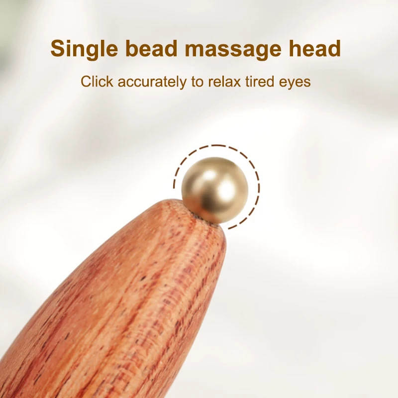 Mini Lotus Seedpod Brass Bead Wood Facial Gua Sha Eye Facial Point Massager Relaxatiow Meridians Acupoint Massage Tool" - Image 3