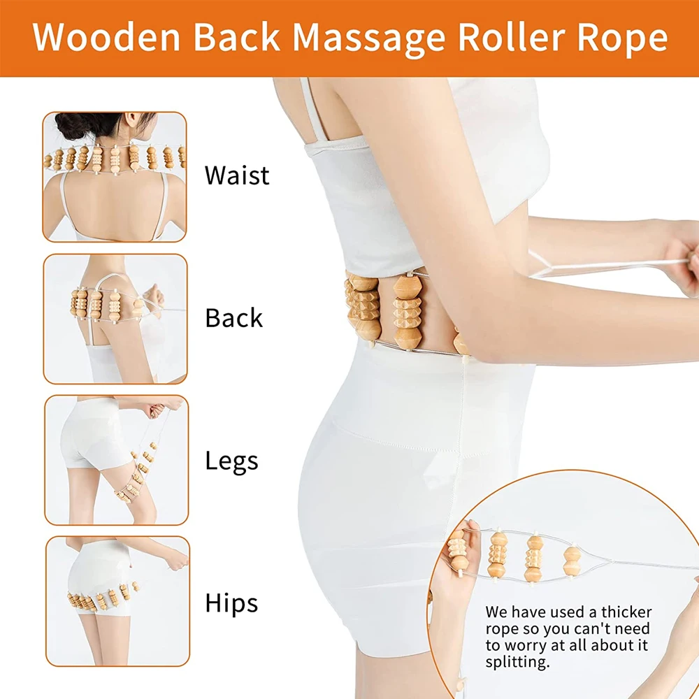 1Pcs Back Massager with Rollers and Rope,Multi-Functional Back Roller & Neck Massager,Eases Muscle Tension& Supports Skin Health - Image 5