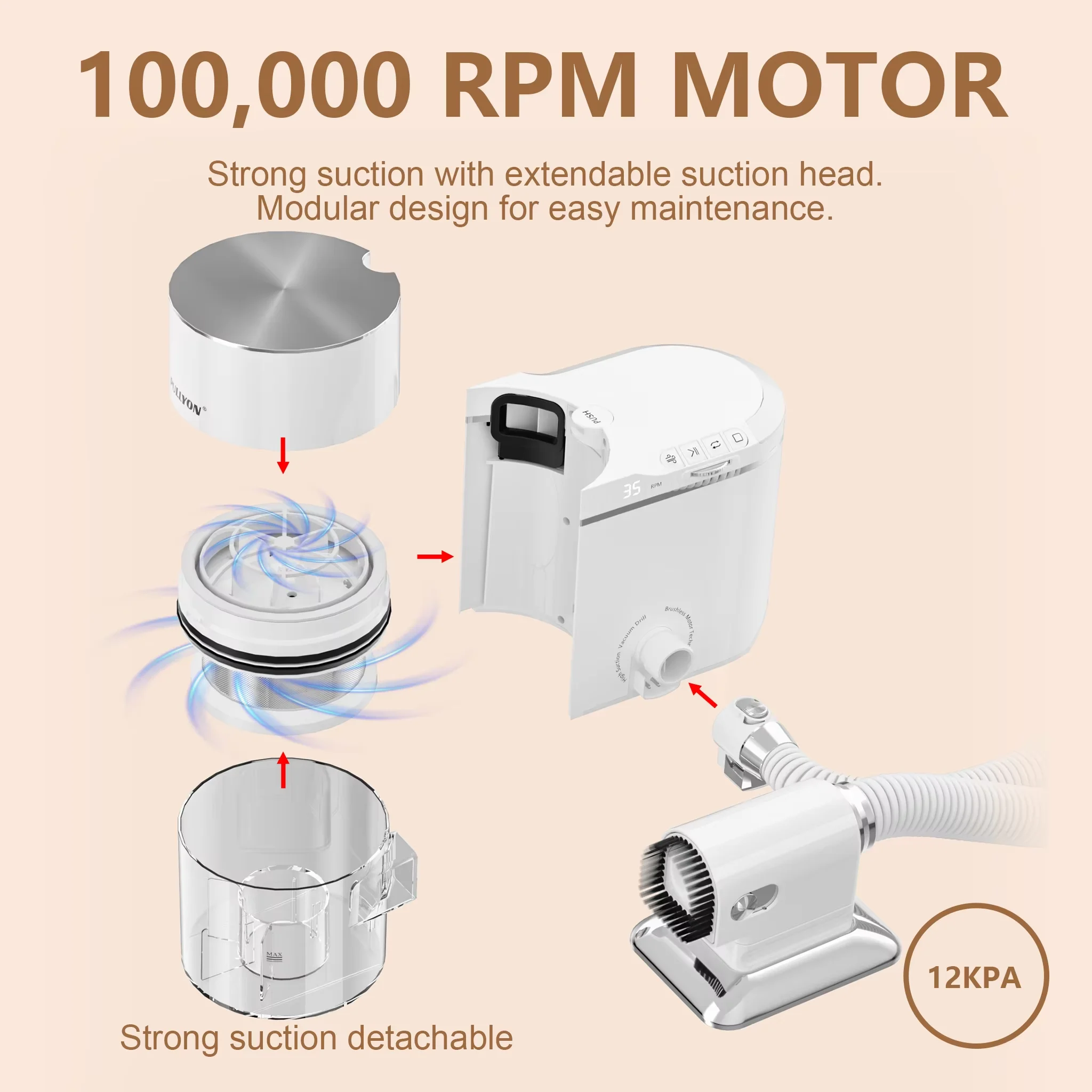 New Design 2-in-1 240W Electric Buit-in Dust Extractor Nail Drilling Tool for Manicure Pedicure Salon New Design 2-in-1 240W Electric Buit-in Dust Extractor Nail Drilling Tool for Manicure Pedicure Salon