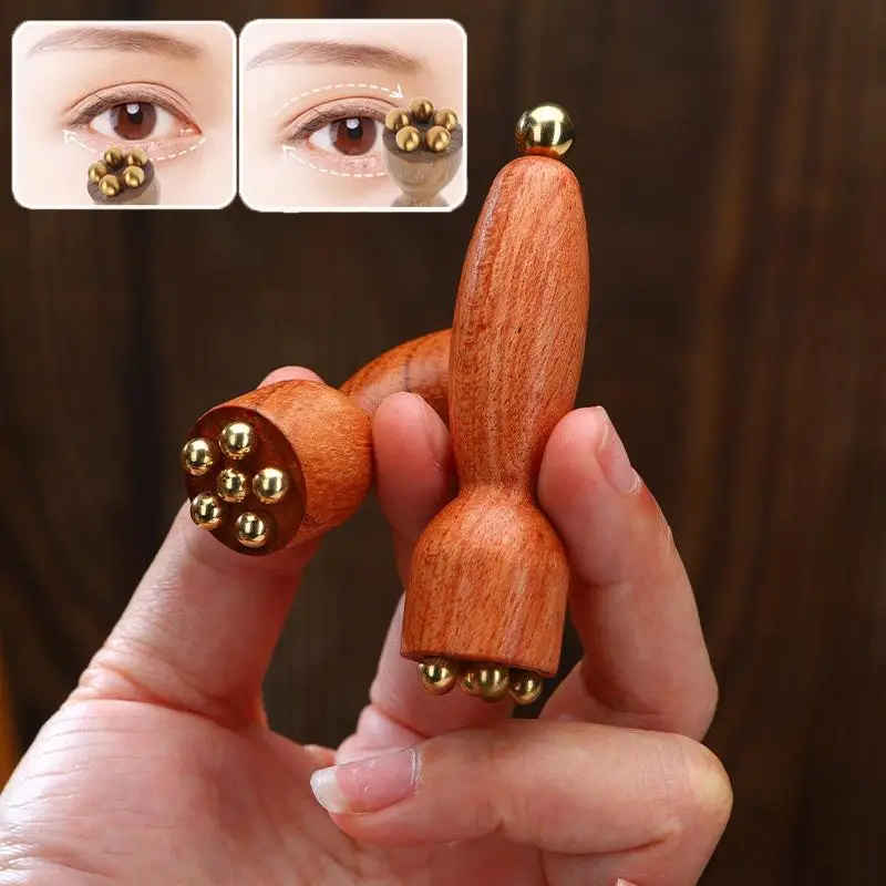 Lotus Seedpod Gua Sha Tool Brass Rosewood Facial Eye Massage Meridians Acupoint Relaxation Beauty Tool - Image 2