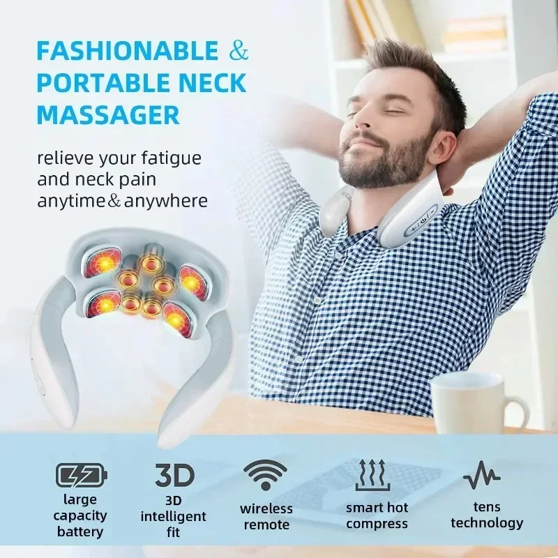 Smart Neck And Back Massager Device Shoulder Neck Massage Cervical Vertebra Vibrator Heating Relieve Pain Muscle Care - Image 4