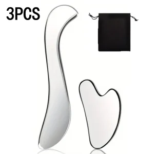 3 Piece Set Multifunctional Muscle Relaxation Massage Knife Stainless Steel Gua Sha Knife with Bag