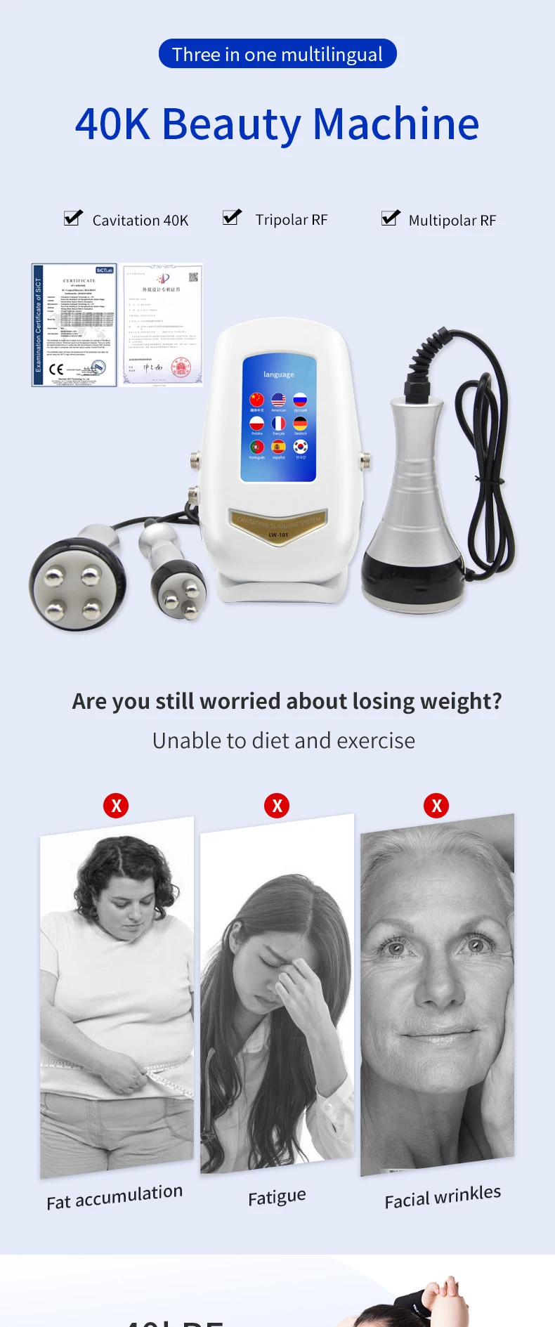 2022 Hot Selling 40K Ultrasonic Cavitation Body Facial Radiofrequency Massage Weight Loss Machine Body Shaping Slimming Fat Burn 2022 Hot Selling 40K Ultrasonic Cavitation Body Facial Radiofrequency Massage Weight Loss Machine Body Shaping Slimming Fat Burn