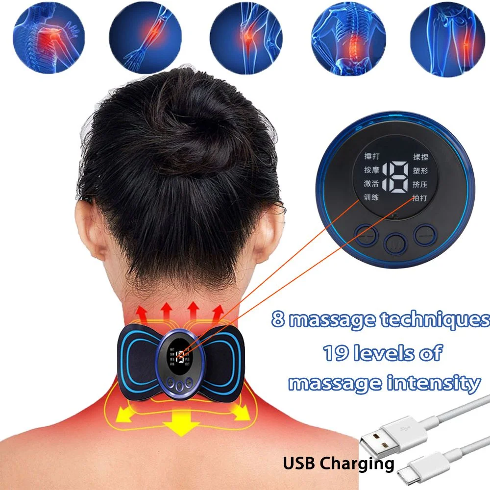 8 Modes 19 Gears Electric Pulse Neck Massager Cervical Back Muscle Pain Relief Tool Shoulder Leg Body Mini Massage Relax Cushion - Image 2