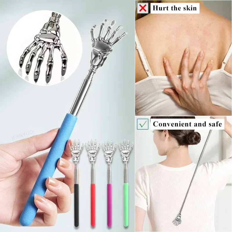 1/2pcs Massager Back Stainless Steel Scratcher Ghost Hand Telescopic Scratching Portable Extendable Products Itch Massage Tools