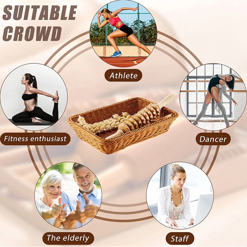 Wood Therapy Massage Tools,Maderoterapia Kit, Wooden Massage Roller Stick & Back Massager Roller Rope for Body Shaping Wood Therapy Massage Tools,Maderoterapia Kit, Wooden Massage Roller Stick & Back Massager Roller Rope for Body Shaping