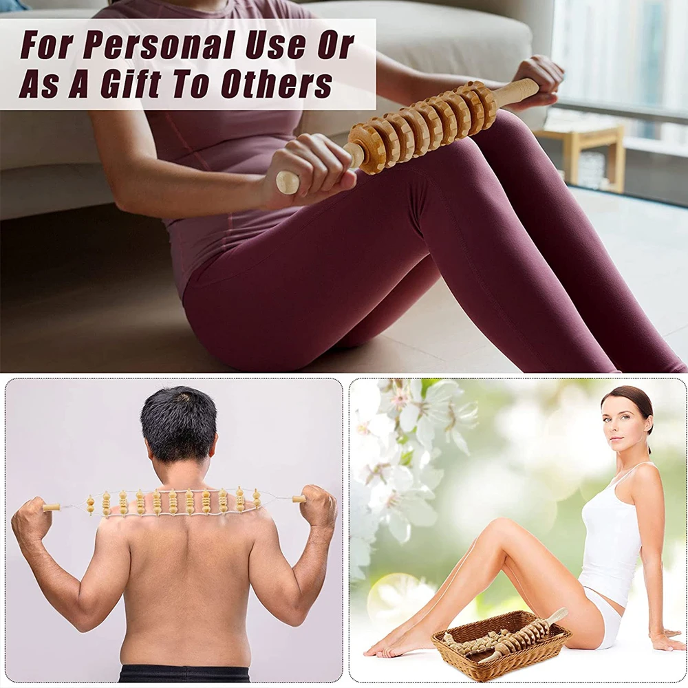 Wood Therapy Massage Tools,Maderoterapia Kit, Wooden Massage Roller Stick & Back Massager Roller Rope for Body Shaping Wood Therapy Massage Tools,Maderoterapia Kit, Wooden Massage Roller Stick & Back Massager Roller Rope for Body Shaping