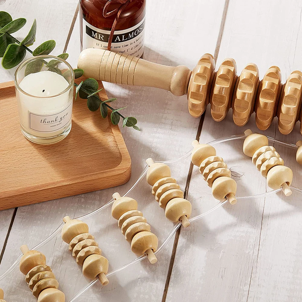 Wood Therapy Massage Tools,Maderoterapia Kit, Wooden Massage Roller Stick & Back Massager Roller Rope for Body Shaping Wood Therapy Massage Tools,Maderoterapia Kit, Wooden Massage Roller Stick & Back Massager Roller Rope for Body Shaping
