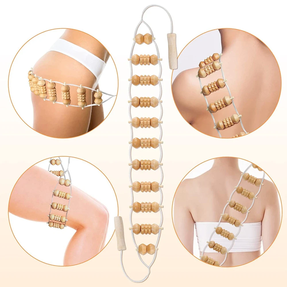 Wood Therapy Massage Tools,Maderoterapia Kit, Wooden Massage Roller Stick & Back Massager Roller Rope for Body Shaping Wood Therapy Massage Tools,Maderoterapia Kit, Wooden Massage Roller Stick & Back Massager Roller Rope for Body Shaping