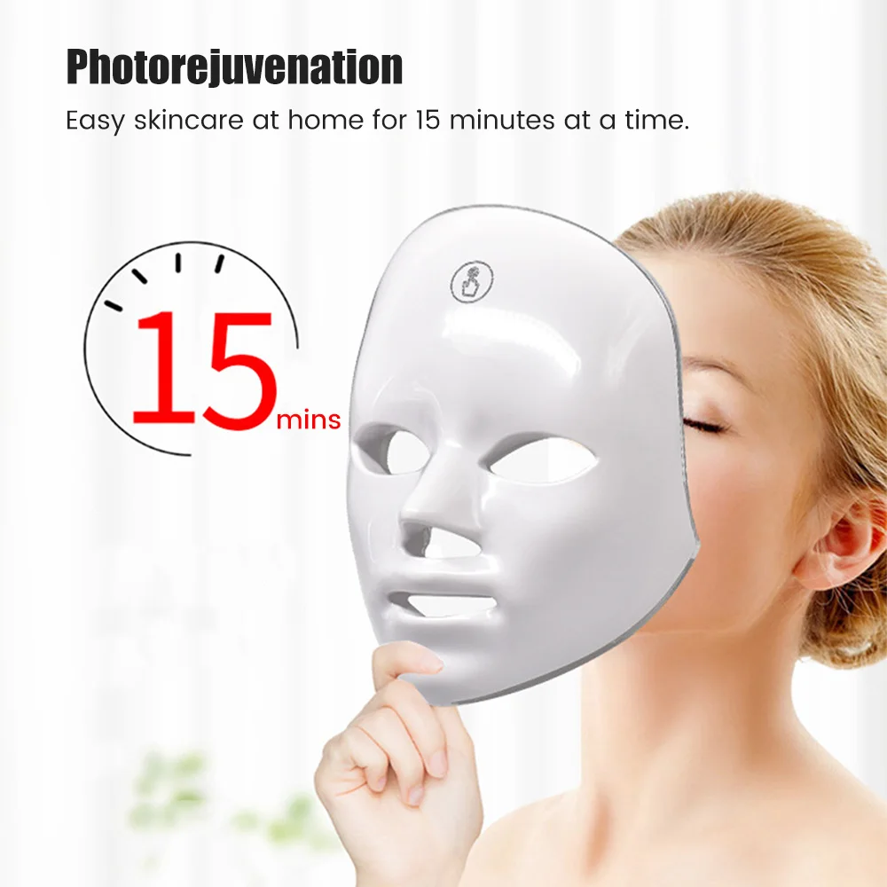Rechargeable Facial LED Mask 7 Colors LED Photon Beauty Mask Skin Rejuvenation Home Face Lifting Whitening Beauty Device - Image 4