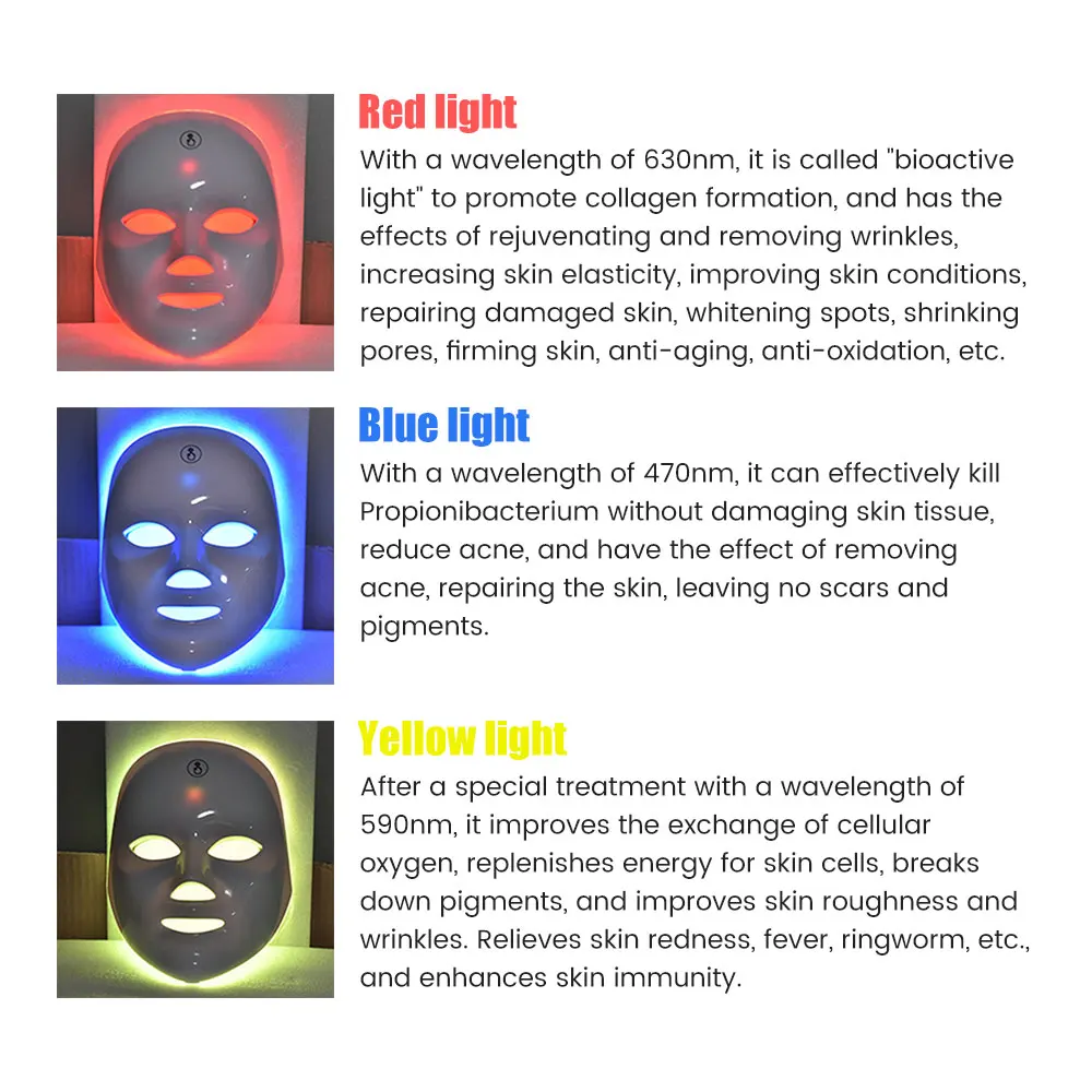 Rechargeable Facial LED Mask 7 Colors LED Photon Beauty Mask Skin Rejuvenation Home Face Lifting Whitening Beauty Device Rechargeable Facial LED Mask 7 Colors LED Photon Beauty Mask Skin Rejuvenation Home Face Lifting Whitening Beauty Device