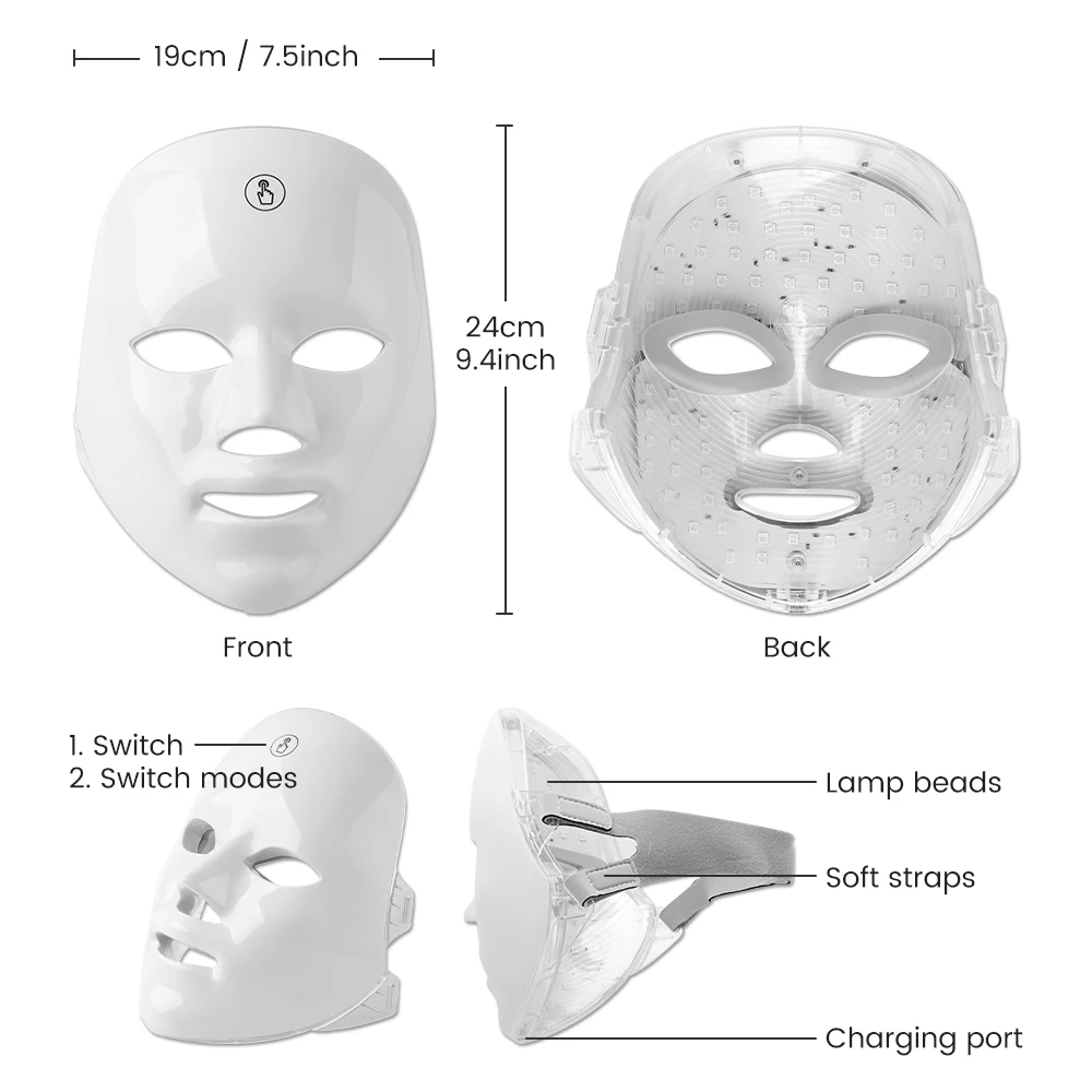 Rechargeable Facial LED Mask 7 Colors LED Photon Beauty Mask Skin Rejuvenation Home Face Lifting Whitening Beauty Device Rechargeable Facial LED Mask 7 Colors LED Photon Beauty Mask Skin Rejuvenation Home Face Lifting Whitening Beauty Device