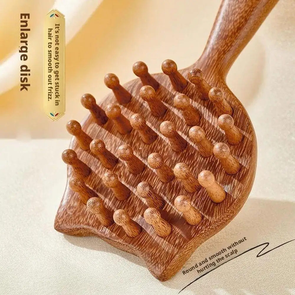 Sandalwood Scalp Massage Comb 28 Coarse Toothed Head Hair Body Massage Guasha Scraping Comb Wooden Wide Tooth Massage Comb - Image 4