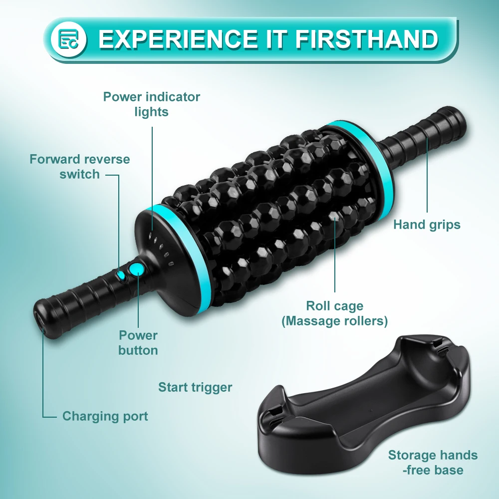 Rolling Percussive Massager 5-Speed Vibration Forward Reverse Rotation Handheld Massage Roller for Pain Relief Muscle Relaxation - Image 2