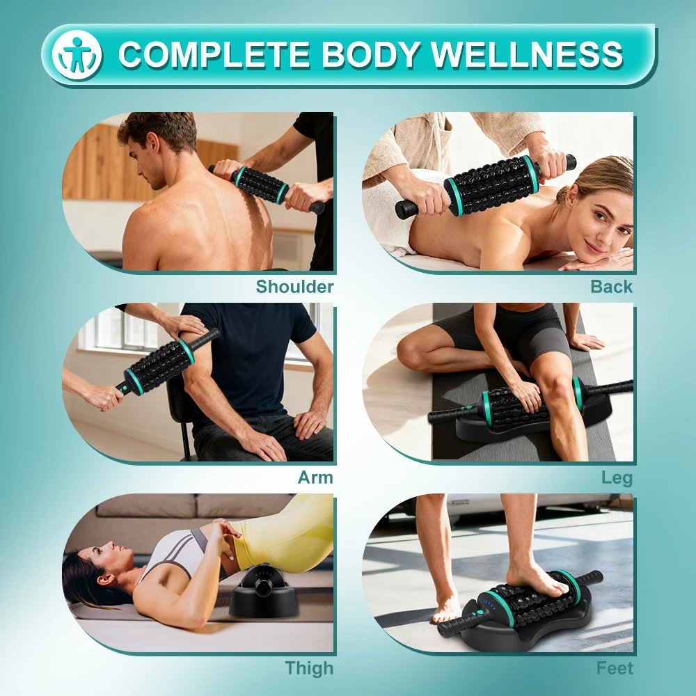 Rolling Percussive Massager 5-Speed Vibration Forward Reverse Rotation Handheld Massage Roller for Pain Relief Muscle Relaxation - Image 4