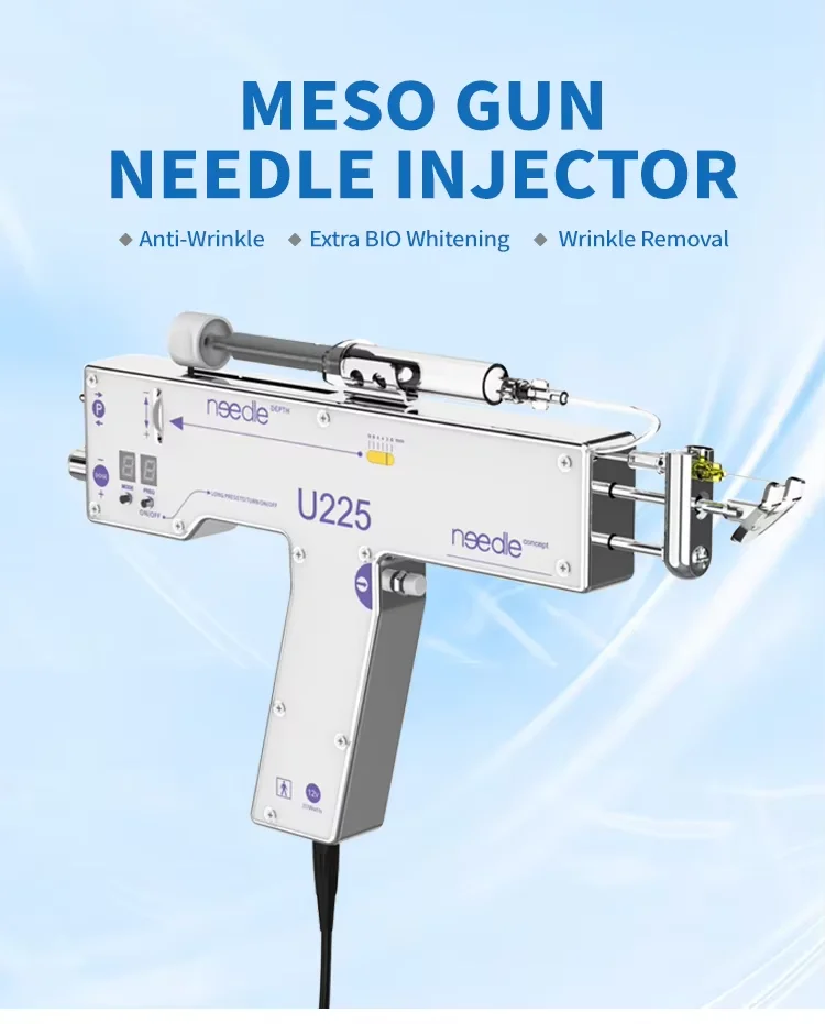 Portable Hair Facial Scalp Mesogun Vibrator U225 PRP Injector Mesotherapy Gun Needle Free Skin Rejuvenation Water Light Machine