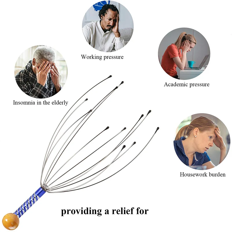Octopus Head Massager Scalp Massager Relaxation Relief Body Massager Remove Muscle Tension Tiredness Metal Head Relax Massager - Image 6