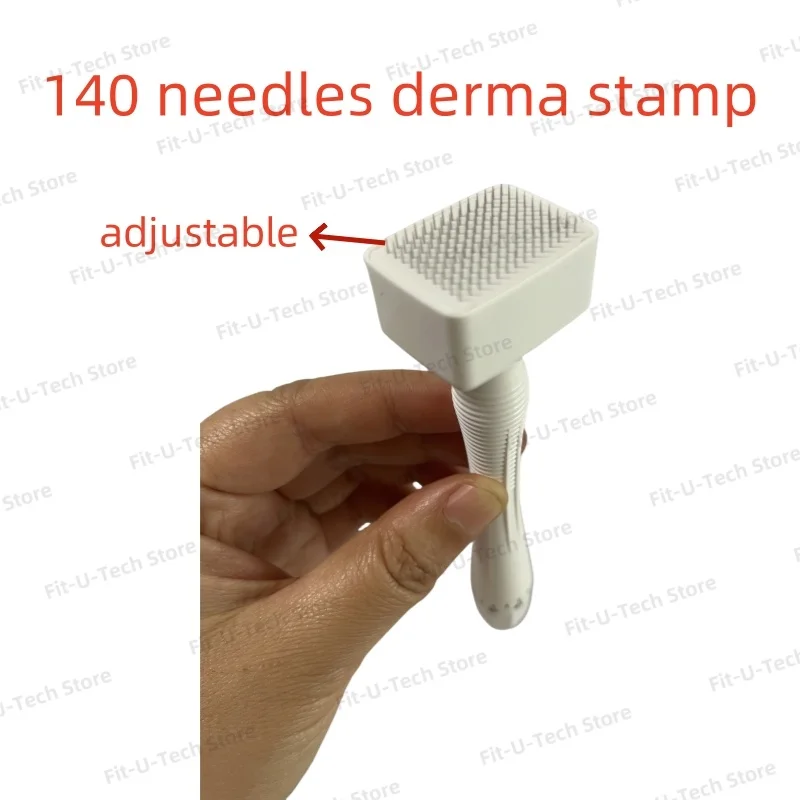 140 needles adjustable titanium derma stamp microneedling face roller massager skin care beard growth scalp hair factory sale - Image 2