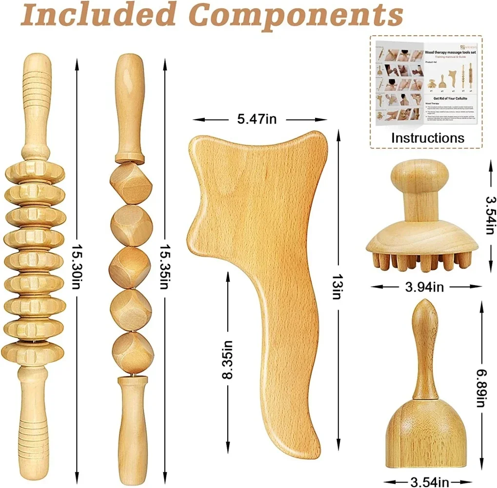 ZONGKUNG 1PCS Wooden Therapy Massage Sets Pain Relief Anti Cellulite Body Slimmling Gua Sha Back Massager Maderoterapia Corporal - Image 2