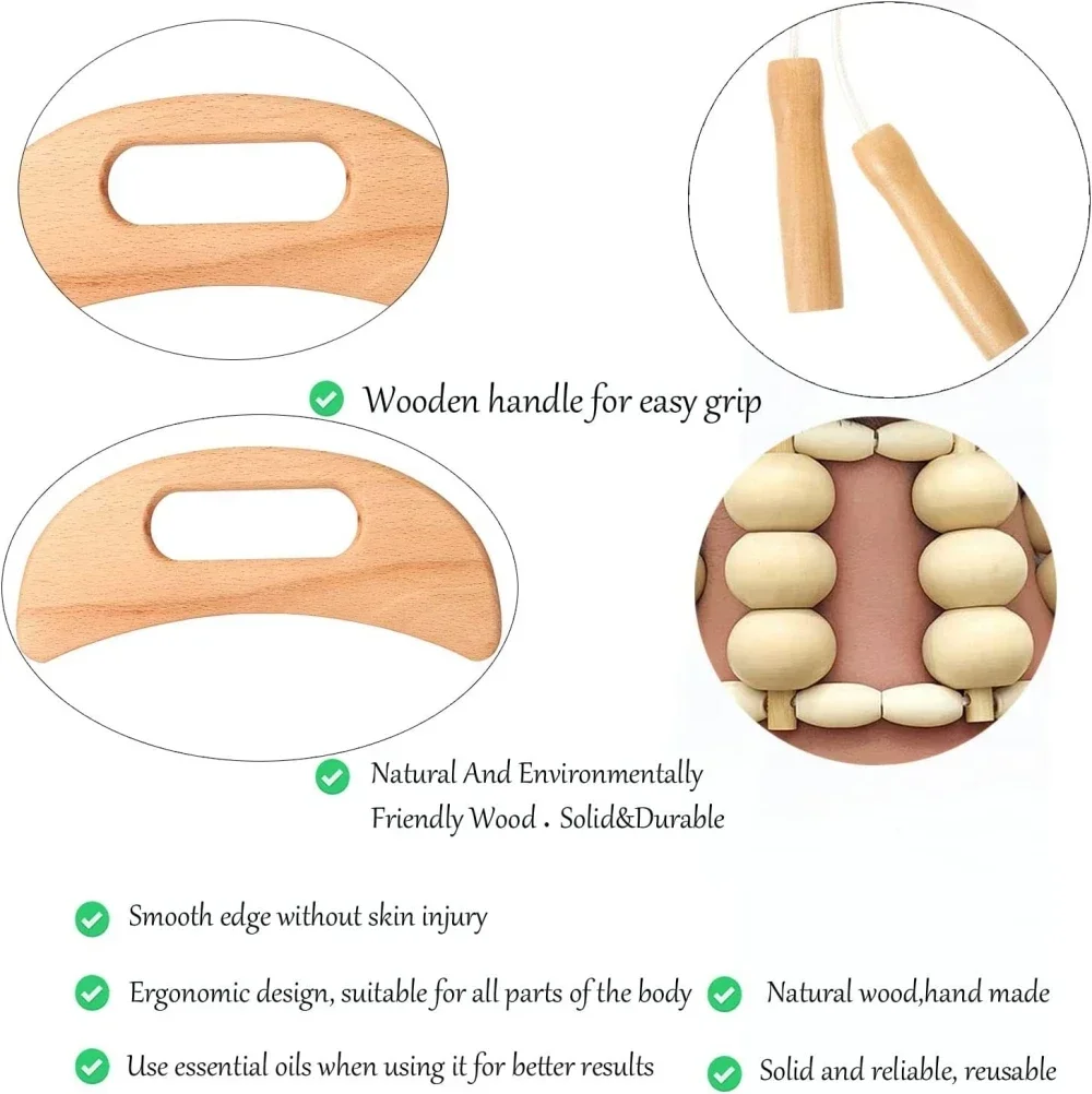 ZONGKUNG 1PCS Wooden Therapy Massage Sets Pain Relief Anti Cellulite Body Slimmling Gua Sha Back Massager Maderoterapia Corporal - Image 3