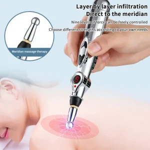 Electric Massage Pen Adjustable For Body Back Hand Massage Press And Relax Muscles, Battery Powered Silver