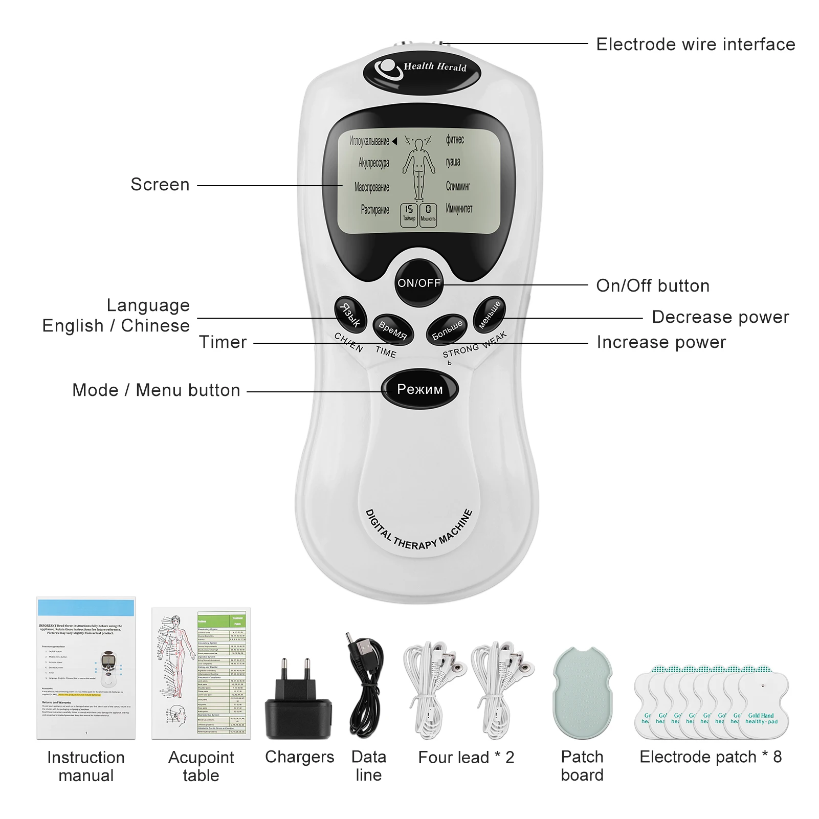 Health Tens Muscle Neck Massager Back Electric Digital Therapy Machine Massage Electronic Pulse Stimulator for Full Body Care