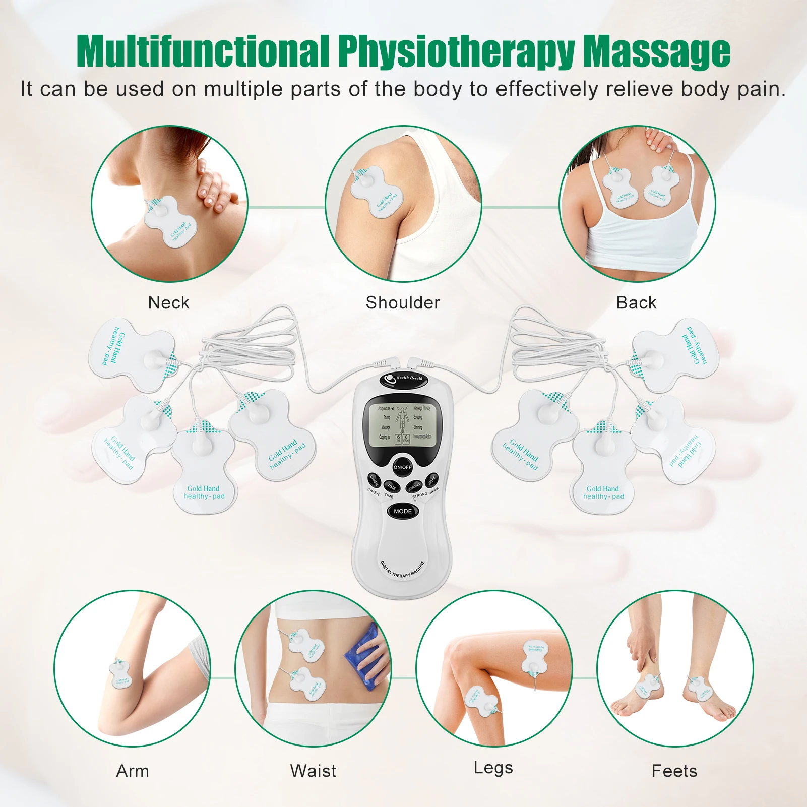 Health Tens Muscle Neck Massager Back Electric Digital Therapy Machine Massage Electronic Pulse Stimulator for Full Body Care