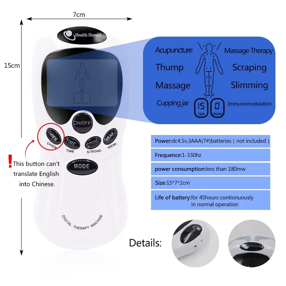 Health Tens Muscle Neck Massager Back Electric Digital Therapy Machine Massage Electronic Pulse Stimulator for Full Body Care - Image 5