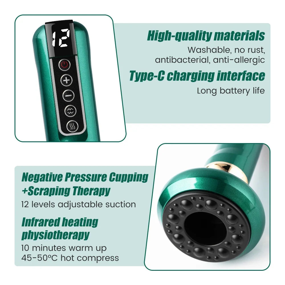12 Level Cupping Massager Vacuum Suction Cup GuaSha Anti Cellulite Beauty Health Scraping Infrared Heat Slimming Massage Therapy 12 Level Cupping Massager Vacuum Suction Cup GuaSha Anti Cellulite Beauty Health Scraping Infrared Heat Slimming Massage Therapy