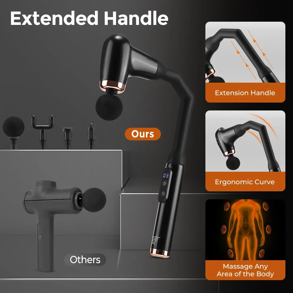New Smart Curved Hook Fascia Gun 3 Modes Electric Fascia Gun Home Electric Massager Massage Hammer Handheld Hammer Back Artifact - Image 3