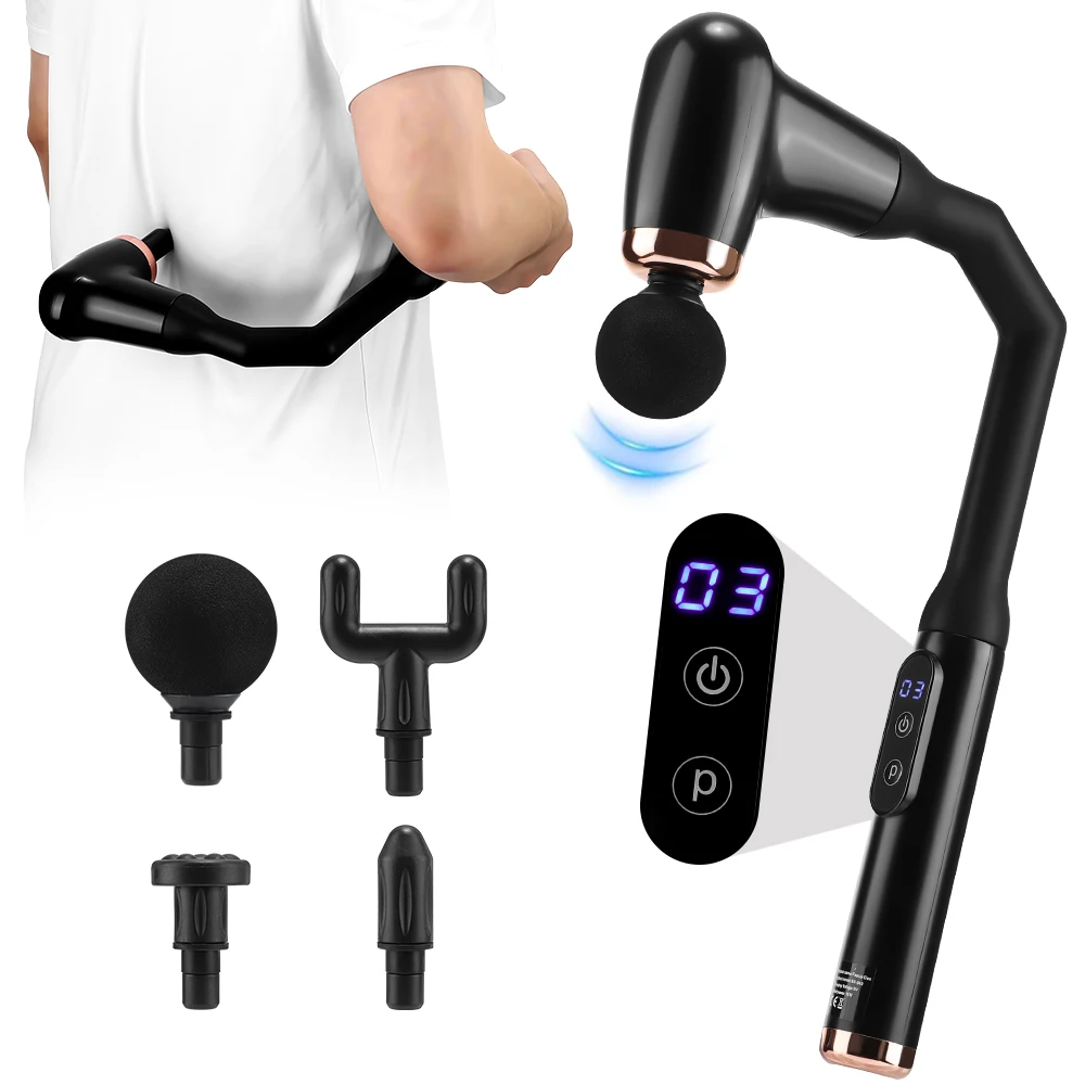 New Smart Curved Hook Fascia Gun 3 Modes Electric Fascia Gun Home Electric Massager Massage Hammer Handheld Hammer Back Artifact