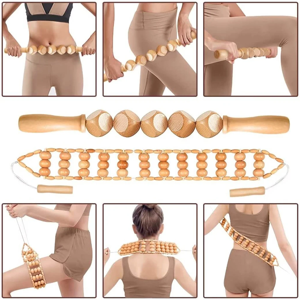 Wood Therapy Massage Tools, Wood Lymphatic Drainage Massage Tools Set for Body Sculpting, Maderoterapia Kit for Anticellulite Wood Therapy Massage Tools, Wood Lymphatic Drainage Massage Tools Set for Body Sculpting, Maderoterapia Kit for Anticellulite