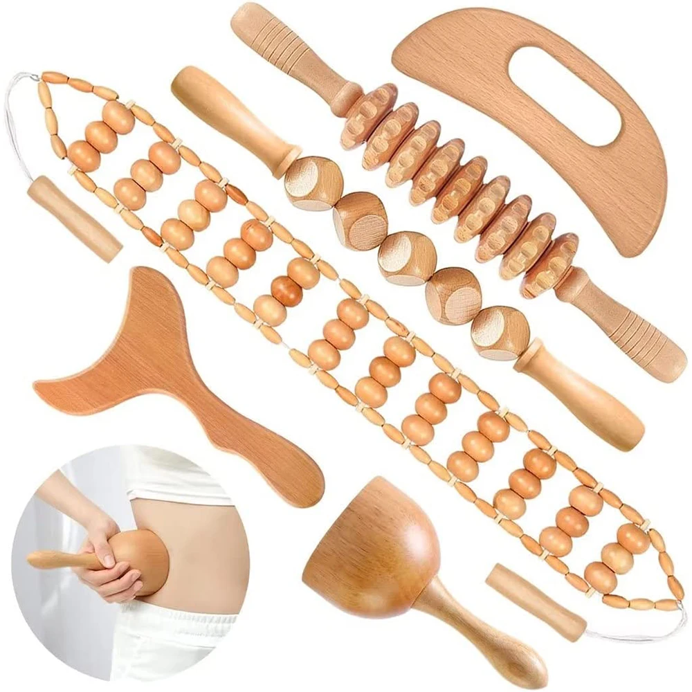 Wood Therapy Massage Tools, Wood Lymphatic Drainage Massage Tools Set for Body Sculpting, Maderoterapia Kit for Anticellulite Wood Therapy Massage Tools, Wood Lymphatic Drainage Massage Tools Set for Body Sculpting, Maderoterapia Kit for Anticellulite
