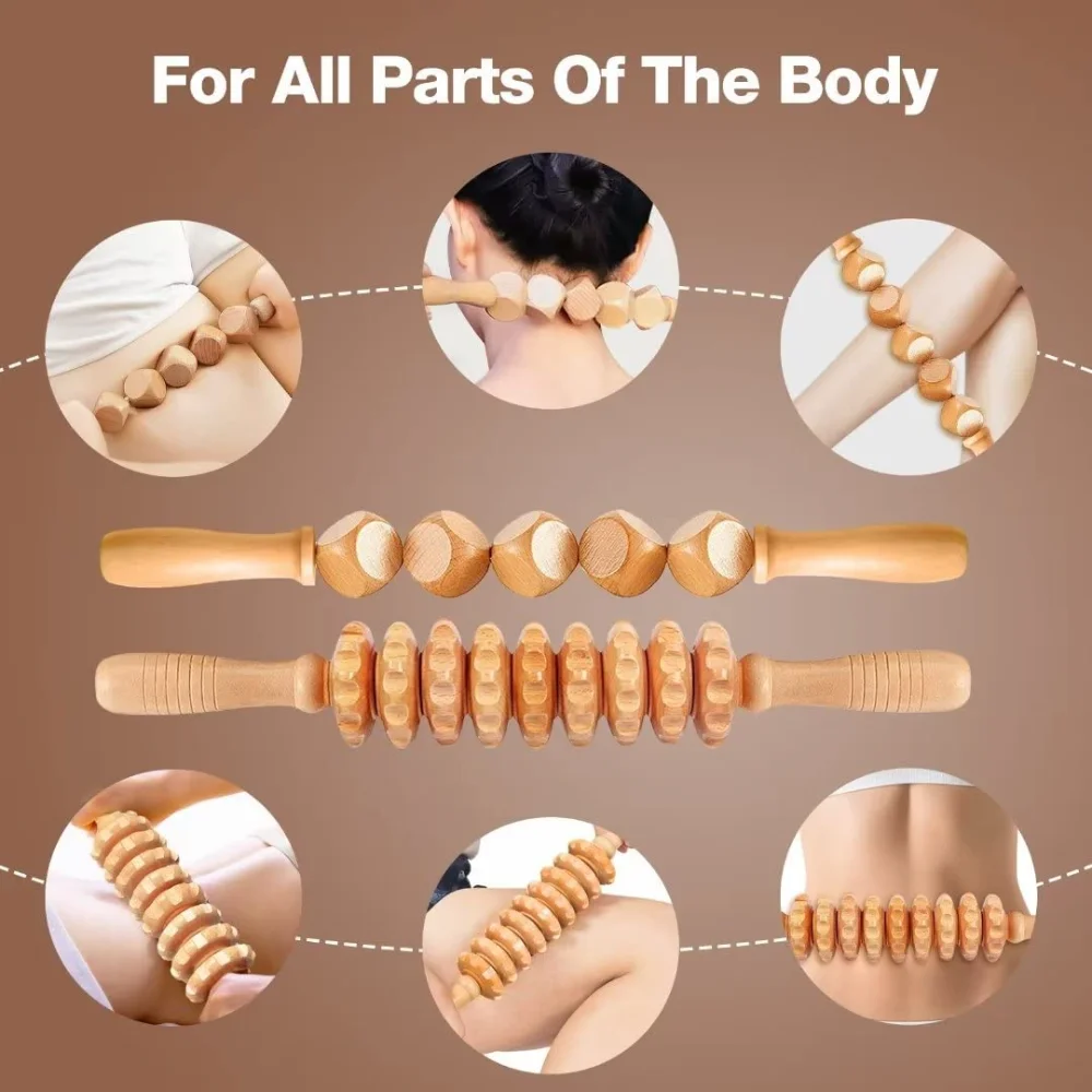Wood Therapy Massage Tools, Wood Lymphatic Drainage Massage Tools Set for Body Sculpting, Maderoterapia Kit for Anticellulite - Image 6