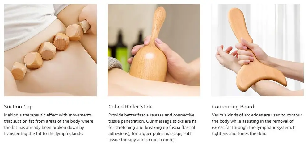 Wood Therapy Massage Tools, Wood Lymphatic Drainage Massage Tools Set for Body Sculpting, Maderoterapia Kit for Anticellulite Wood Therapy Massage Tools, Wood Lymphatic Drainage Massage Tools Set for Body Sculpting, Maderoterapia Kit for Anticellulite