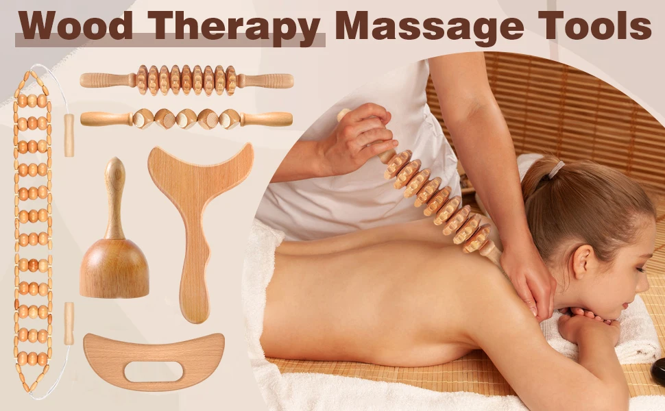 Wood Therapy Massage Tools, Wood Lymphatic Drainage Massage Tools Set for Body Sculpting, Maderoterapia Kit for Anticellulite Wood Therapy Massage Tools, Wood Lymphatic Drainage Massage Tools Set for Body Sculpting, Maderoterapia Kit for Anticellulite