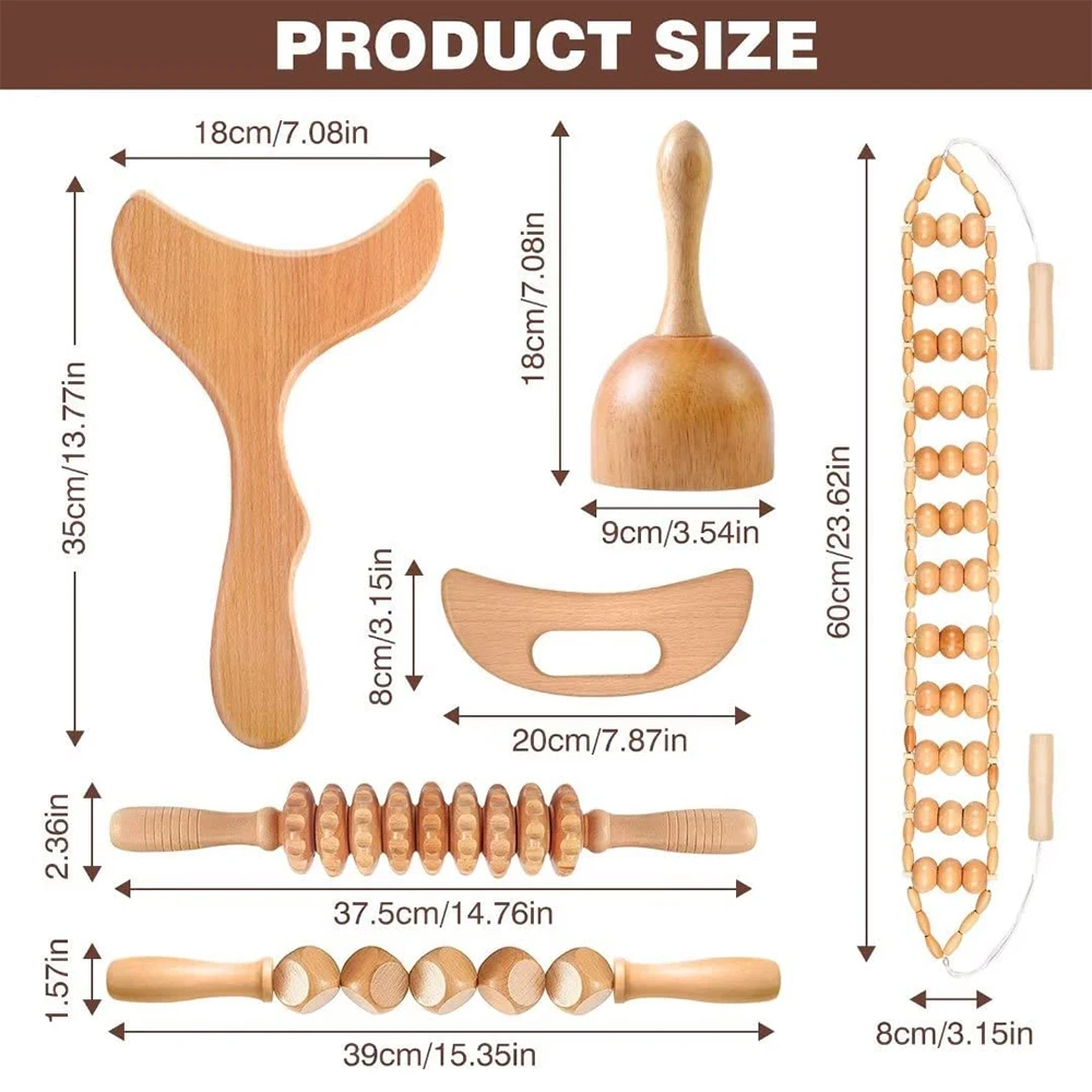 Wood Therapy Massage Tools, Wood Lymphatic Drainage Massage Tools Set for Body Sculpting, Maderoterapia Kit for Anticellulite Wood Therapy Massage Tools, Wood Lymphatic Drainage Massage Tools Set for Body Sculpting, Maderoterapia Kit for Anticellulite