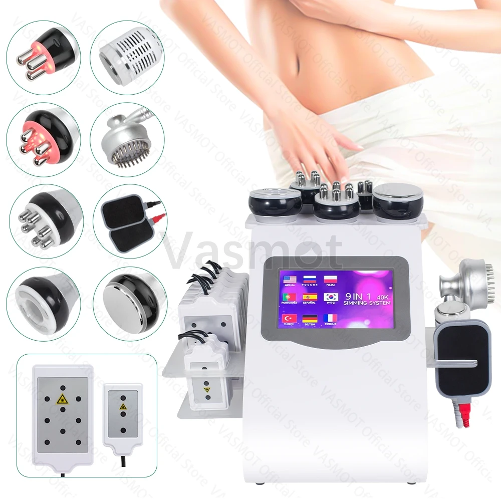 40K RadioFrequency Multifunctional Body Sculpting 6/9IN1 Cavitation Vacuum Massage Device Body Shape Lipo Laser Slimming Machine