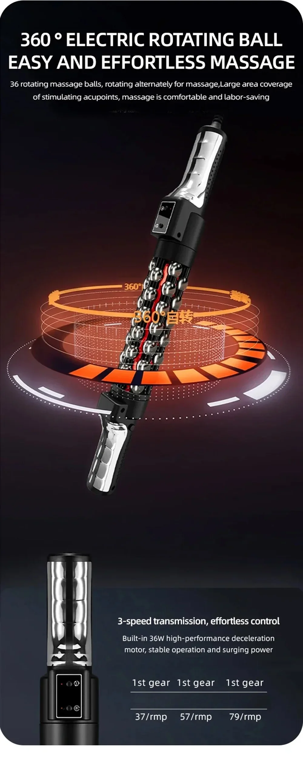 New 36W Relaxed Red Light Heated Massage Device Roll Massager 360° Rotating Inner Ball Roller for Whole Body Anti Cellulite New 36W Relaxed Red Light Heated Massage Device Roll Massager 360° Rotating Inner Ball Roller for Whole Body Anti Cellulite