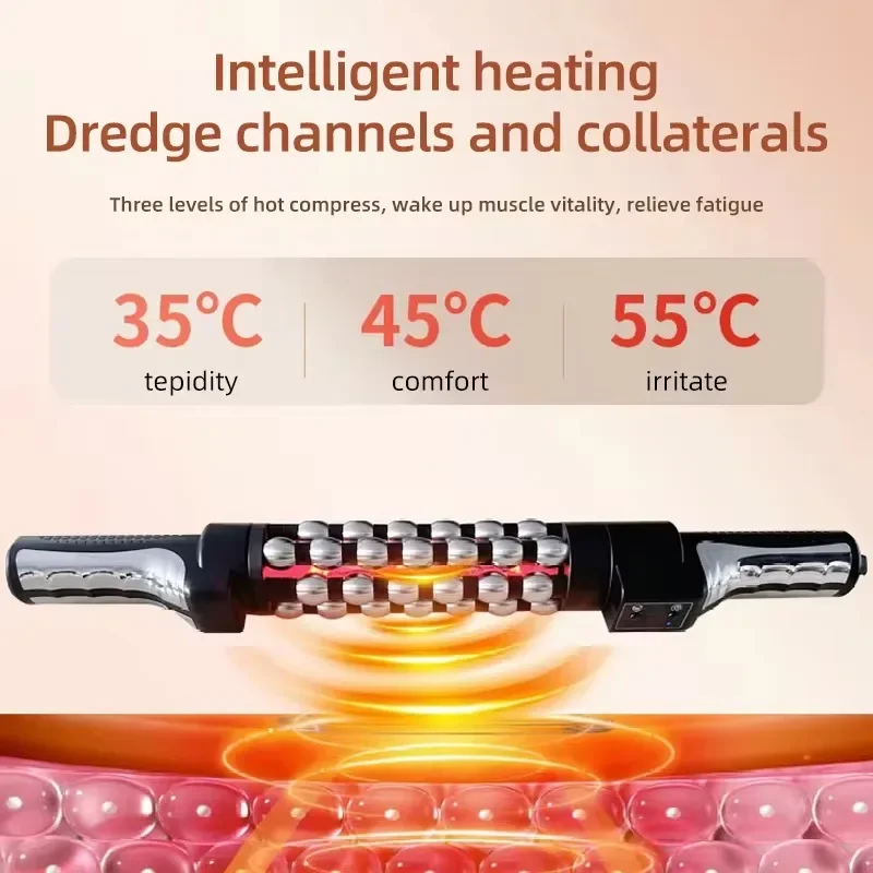 New 36W Relaxed Red Light Heated Massage Device Roll Massager 360° Rotating Inner Ball Roller for Whole Body Anti Cellulite - Image 4