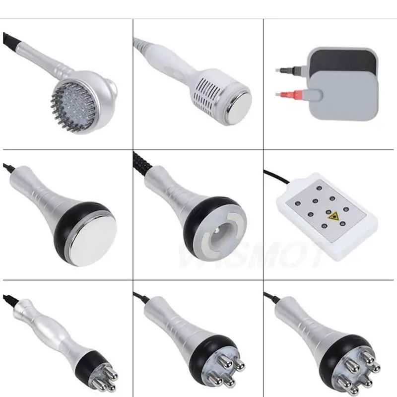 6/9 In 1 40K Frequency Ultrasonic Cavitation Body Vibration Massager Shape Slimming Machine With Trolley Vacuum Radio Lipo Laser