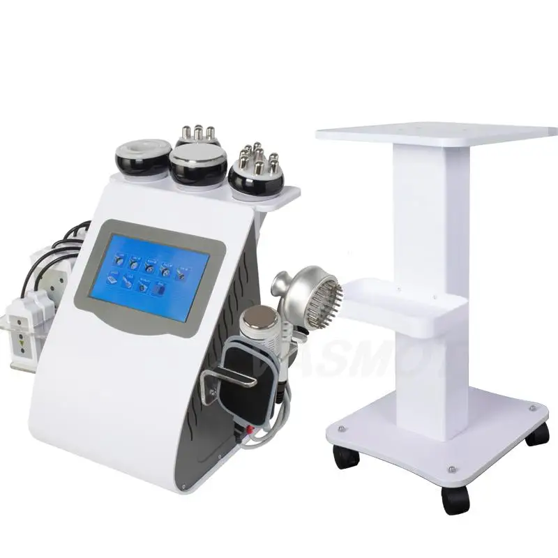 6/9 In 1 40K Frequency Ultrasonic Cavitation Body Vibration Massager Shape Slimming Machine With Trolley Vacuum Radio Lipo Laser
